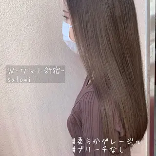 セミロング 淡色ふんわりhair 新宿satomiのヘアスタイル