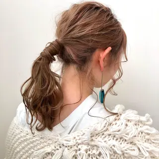 セミロング カラー ヘアアレンジ GO TODAY SHAiRE SALON岡山所属・Sana/ 耳ツボ/インナーのヘアスタイル