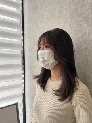 セミロング カラー たなか りなのヘアスタイル