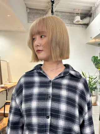 ミディアム 切りっぱなしボブ 大阪梅田/きょうかのヘアスタイル