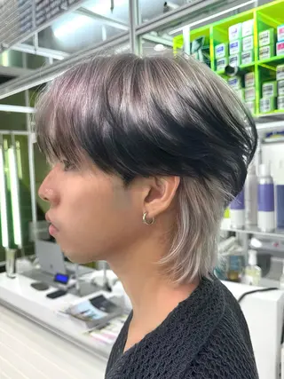 ショート カラー メンズ ダウンパーマ/韓国 ヘア/ブリーチ/桑本のヘアスタイル