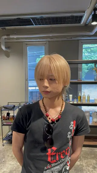 ショート メンズ 渋谷ケアブリーチ ❤️‍🔥徳田空悟のヘアスタイル