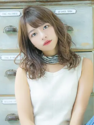 ミディアム カラー パーマ ヘアアレンジ Lond jeloud 名古屋所属・髪質改善 の達人/杉原碧仁のヘアスタイル