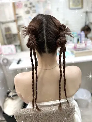 ロング ヘアアレンジ へアセット レインボーのヘアスタイル