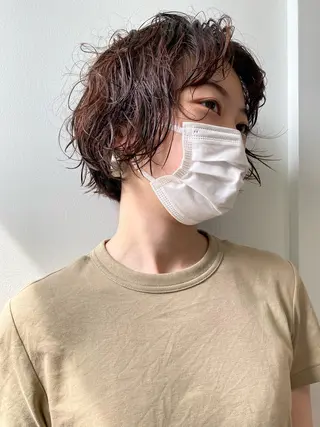 ショート カラー パーマ ヘアアレンジ Nancy所属・束感まつげ❤︎ あみのマツエク・マツパデザイン