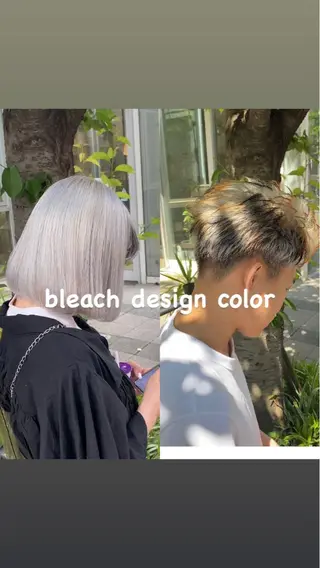 ショート 透明感ブリーチ/ メンズパーマのヘアスタイル