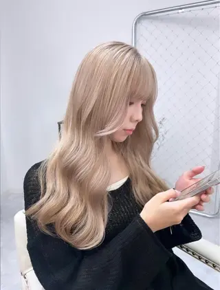 ミディアム カラー パーマ ヘアアレンジ メンズ キッズ ネイル マツエク・マツパ アイブロウ ハイトーン/ピンク 💗モモ໒꒱のヘアスタイル
