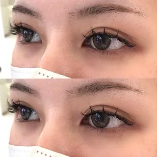 マツエク・マツパ 岩戸優奈 束感まつげ ピンク/ベージュのヘアスタイル