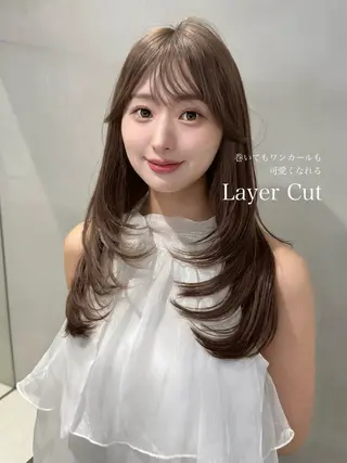 セミロング カラー ブリーチなし髪質改善 韓国ヘア　柏崎颯刀のヘアスタイル