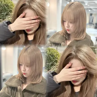 ミディアム カラー ハッシュカット レイヤー池袋のヘアスタイル