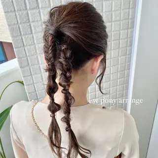ヘアアレンジ 透けるベージュ/ 艶カラー♡のヘアスタイル
