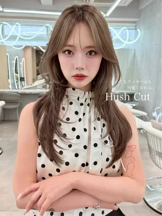ロング カラー ブリーチなし髪質改善 韓国ヘア　柏崎颯刀のヘアスタイル