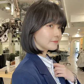 ミディアム カラー ボブ/縮毛矯正/ レイヤー/塚田のヘアスタイル