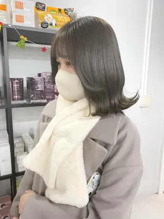ミディアム カラー ヘアアレンジ 🌷FUKA🌷 まろやかハイトーンのヘアスタイル