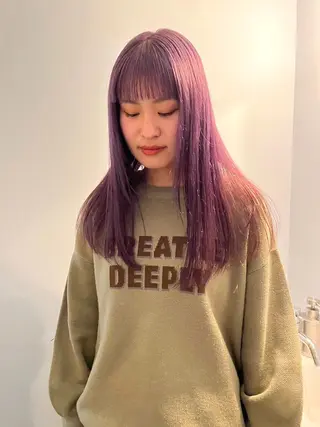 ロング カラー カットモデル/ ハイトーン/ゆうあのヘアスタイル