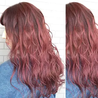 ロング カラー JuNブリーチに 縮毛矯正するプロのヘアスタイル