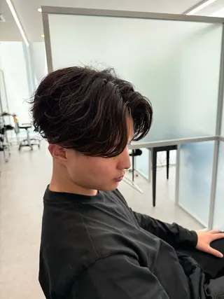 ミディアム パーマ メンズ メンズパーマ/波巻き パーマ/シャドウのヘアスタイル