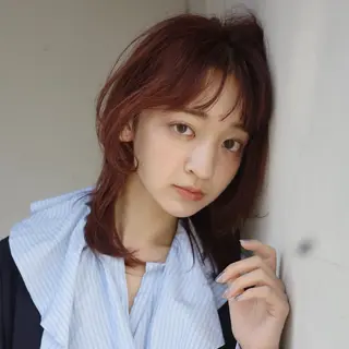 ミディアム カラー クロスパーマ× 透明感カラー✂︎のヘアスタイル