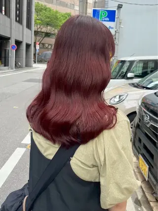 セミロング カラー 紅/博多/ブリーチ/ 髪質改善カラーのヘアスタイル