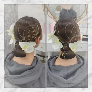 セミロング ヘアアレンジ ヘアセット/着付け 𓇼 松本 夏美𓇼のヘアスタイル