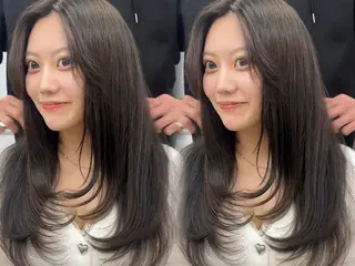 ロング カラー 山崎/ボブ縮毛矯正 レイヤー髪質改善のヘアスタイル