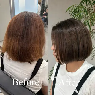 ミディアム カラー パーマ qumu 横浜所属・神永🌿ショート/ ボブ/髪質改善/横浜のヘアスタイル