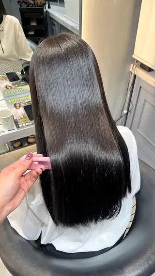 ロング 🎀リ  お🎀 縮毛矯正/Wカラーのヘアスタイル