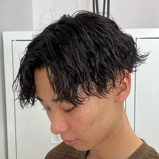 ショート パーマ メンズ メンズパーマ/波巻き 新潟/万代/夏芽🎀のヘアスタイル