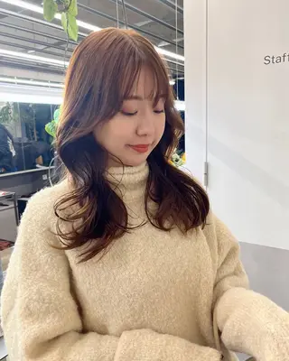 セミロング カラー ダブルカラー/ ケアブリーチ/クニトのヘアスタイル