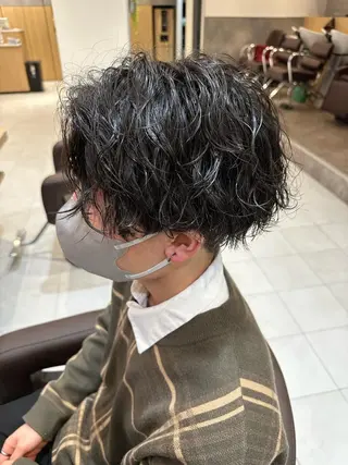 ミディアム パーマ メンズ 💈メンズ特化 美容師サキ💈のヘアスタイル