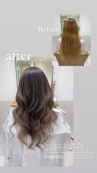 ロング カラー 顔まわりカラー特化 赤津百合絵のヘアスタイル