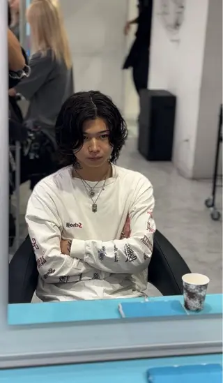 セミロング パーマ 大人っぽベージュ🤍 当日予約◎ヒロトのヘアスタイル