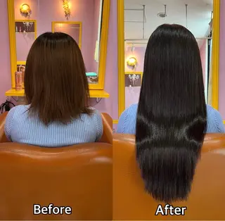 ロング シール＋ちび編み込み エクステ梅田🐨のヘアスタイル