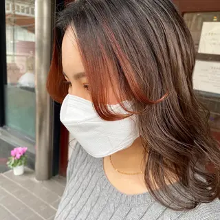 セミロング カラー 舟橋 りんかのヘアスタイル