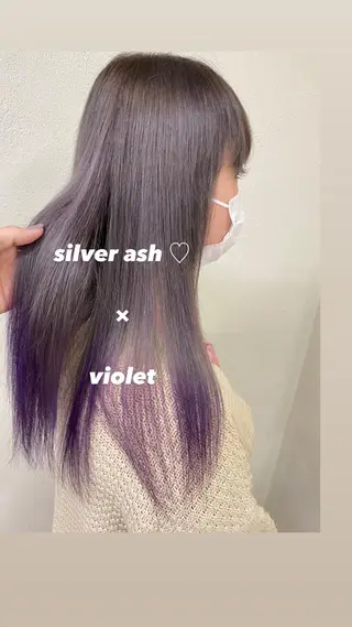 ロング カラー エクステ ハイトーン 💭黒崎ハルカのヘアスタイル