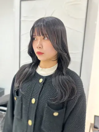 ロング カラー 韓国ヘア顔周りカット 艶髪ベージュtamaのヘアスタイル