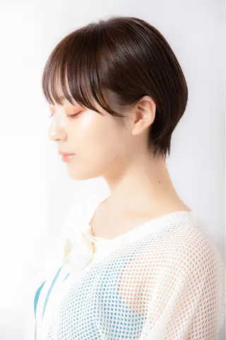 ショート カラー パーマ ヘアアレンジ 🩵美艶髪×透明感 カラー×質感再生💚のヘアスタイル