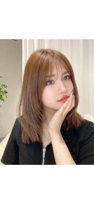 ミディアム カラー パーマ ヘアアレンジ 小野寺瑞希 /最小顔カットのヘアスタイル