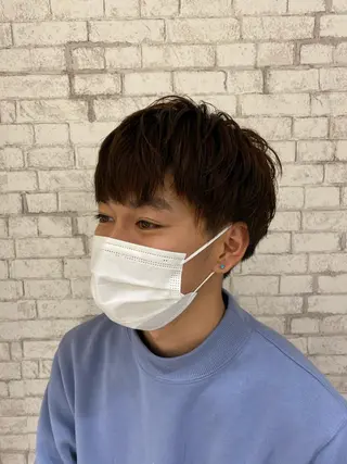 ショート カラー パーマ ヘアアレンジ メンズ ブリーチなし艶カラー 東家のヘアスタイル