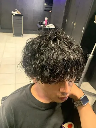 ミディアム メンズ メンズパーマ/難波/ 心斎橋　室園亮佑のヘアスタイル