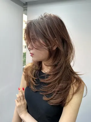 セミロング カラー 韓国ヘア✨美髪矯正✨ 高橋大河のヘアスタイル
