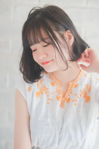 ミディアム カラー パーマ 増子 幹樹のヘアスタイル