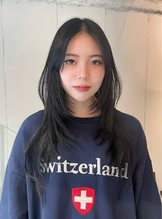 ロング カラー ヘアアレンジ ハッシュカット/ 韓国ヘア☽⋰mahoのヘアスタイル