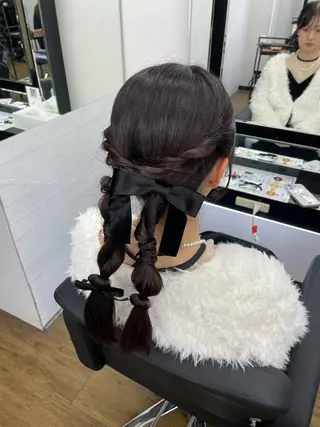 ロング 𝙃𝘼𝙍𝙐🎀 韓国×エクステのヘアスタイル