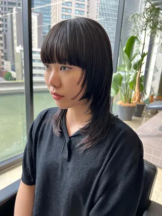 ミディアム ハッシュカット カシマハヤトのヘアスタイル