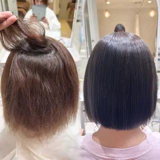 カラー momo🍑/顔周り カット/透明感カラーのヘアスタイル