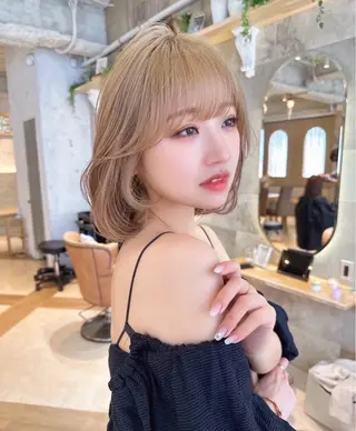ミディアム カラー 縮毛矯正\透明感カラ ー\まりんのヘアスタイル
