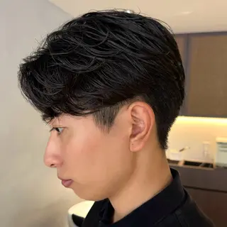 パーマ メンズ Hiroki/韓国 センターパートのヘアスタイル