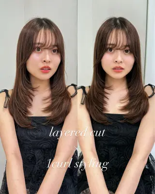 セミロング 藤本 都のヘアスタイル