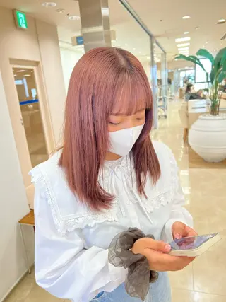 ミディアム カラー ハイトーン/ウルフ /レイヤー/坂野幸伸のヘアスタイル